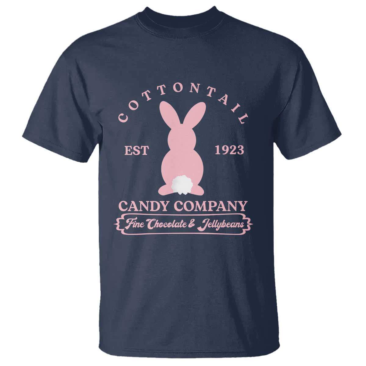 Cottontail Candy Company Vintage Easter Bunny T Shirt Retro Chocolate and Jellybeans Spring Lovers TS02 Navy Print Your Wear