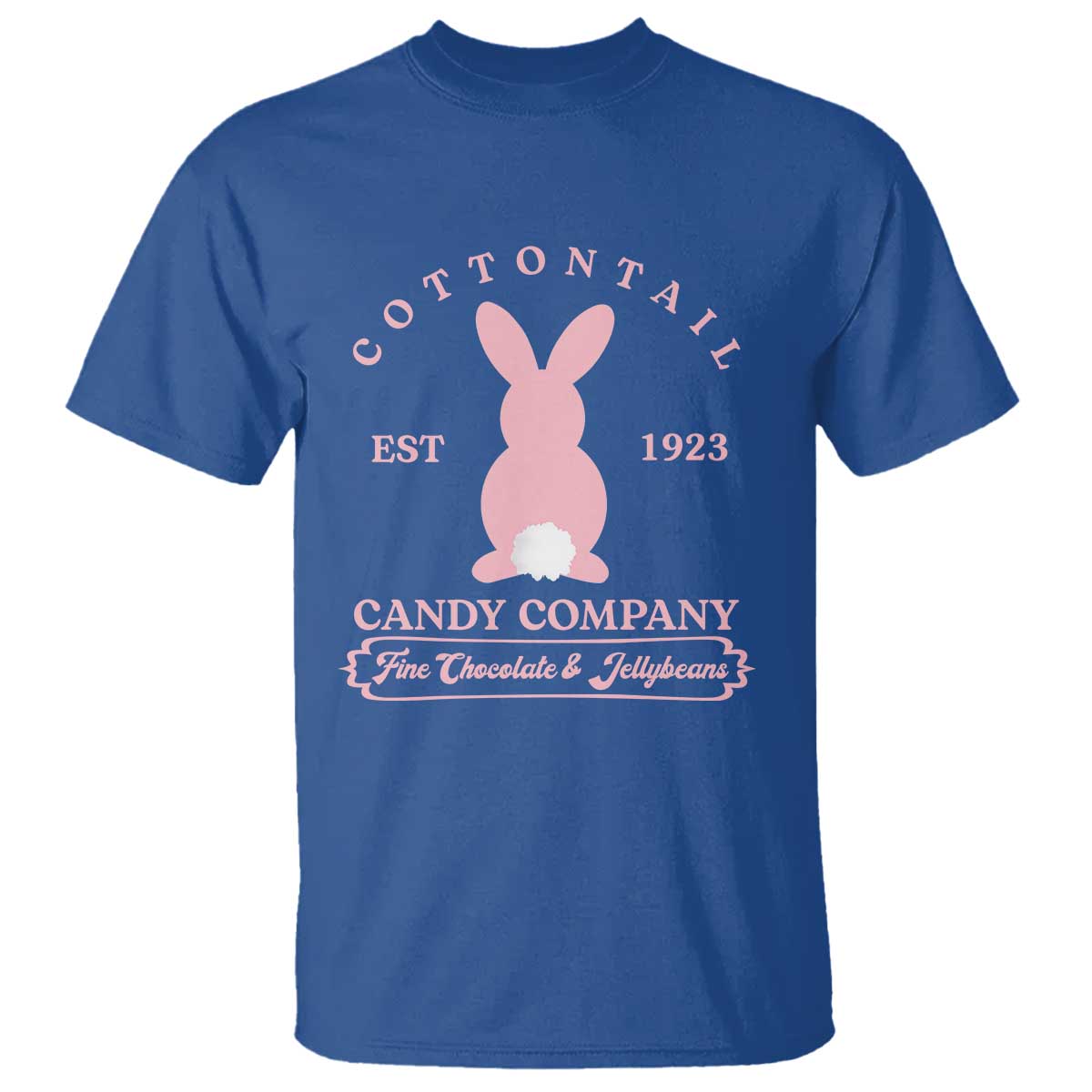 Cottontail Candy Company Vintage Easter Bunny T Shirt Retro Chocolate and Jellybeans Spring Lovers TS02 Royal Blue Print Your Wear