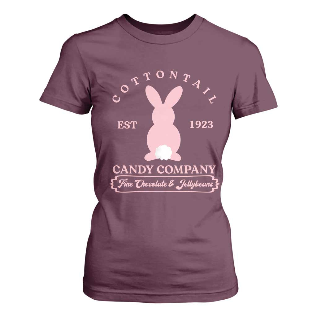 Cottontail Candy Company Vintage Easter Bunny T Shirt For Women Retro Chocolate and Jellybeans Spring Lovers TS02 Maroon Print Your Wear