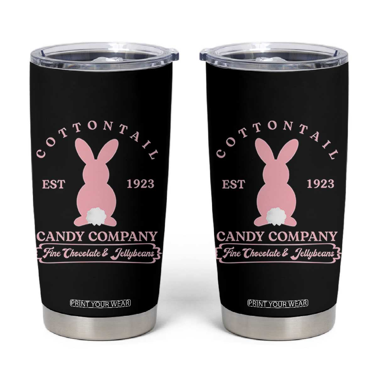 Cottontail Candy Company Vintage Easter Bunny Tumbler Cup Retro Chocolate and Jellybeans Spring Lovers TS02 Black Print Your Wear