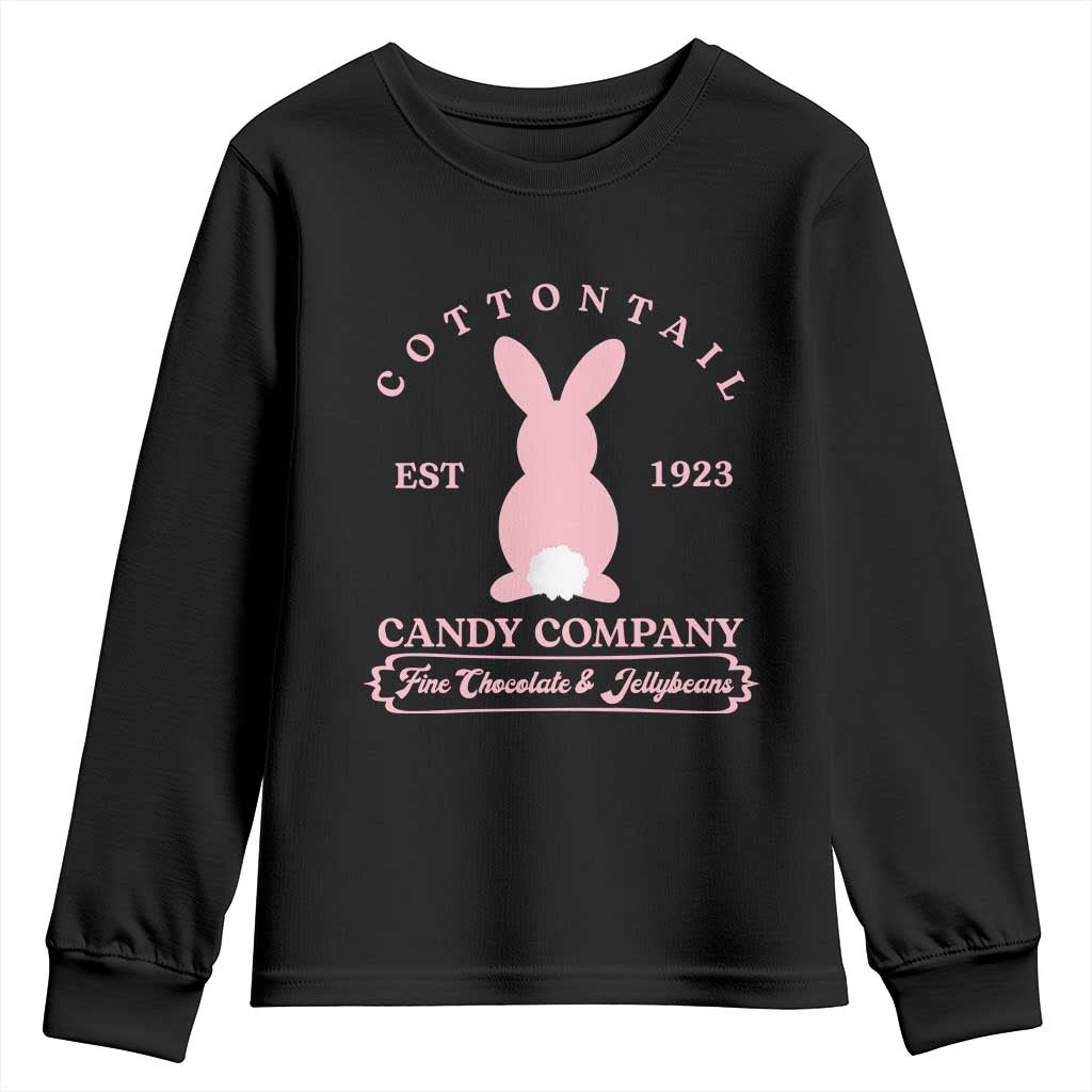 Cottontail Candy Company Vintage Easter Bunny Youth Sweatshirt Retro Chocolate and Jellybeans Spring Lovers TS02 Black Print Your Wear