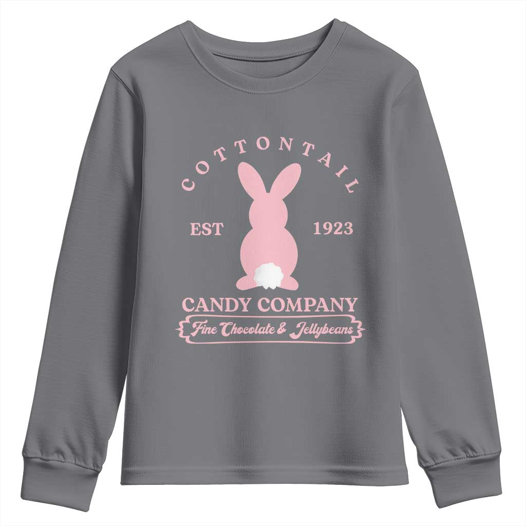 Cottontail Candy Company Vintage Easter Bunny Youth Sweatshirt Retro Chocolate and Jellybeans Spring Lovers TS02 Charcoal Print Your Wear