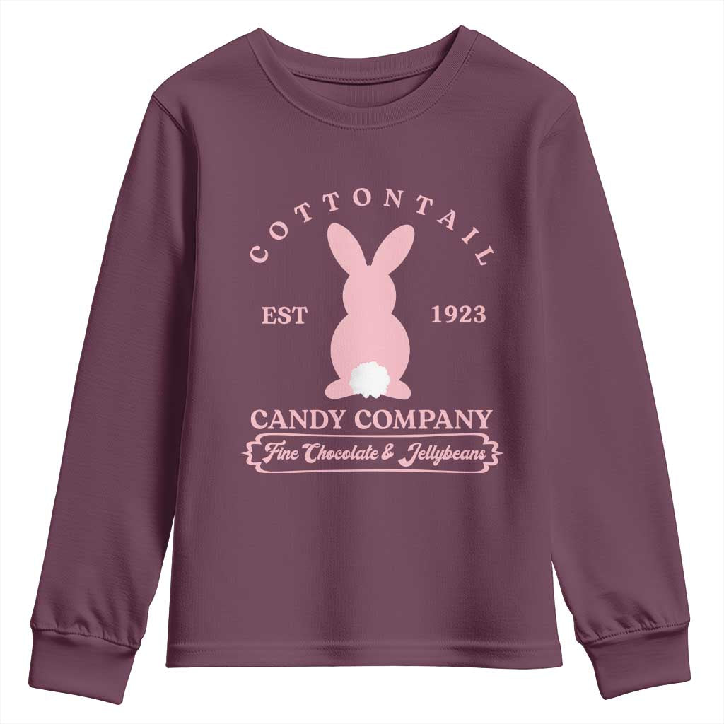 Cottontail Candy Company Vintage Easter Bunny Youth Sweatshirt Retro Chocolate and Jellybeans Spring Lovers TS02 Maroon Print Your Wear