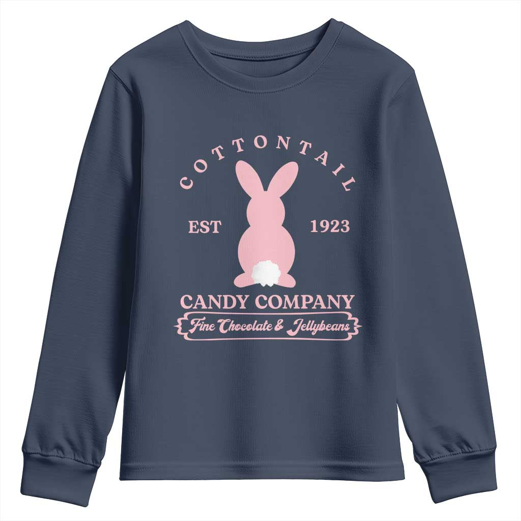 Cottontail Candy Company Vintage Easter Bunny Youth Sweatshirt Retro Chocolate and Jellybeans Spring Lovers TS02 Navy Print Your Wear