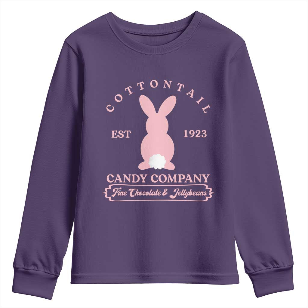 Cottontail Candy Company Vintage Easter Bunny Youth Sweatshirt Retro Chocolate and Jellybeans Spring Lovers TS02 Purple Print Your Wear