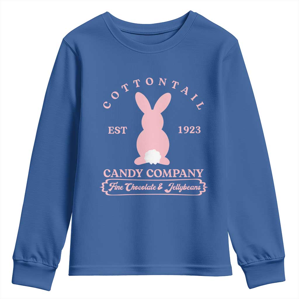 Cottontail Candy Company Vintage Easter Bunny Youth Sweatshirt Retro Chocolate and Jellybeans Spring Lovers TS02 Royal Blue Print Your Wear