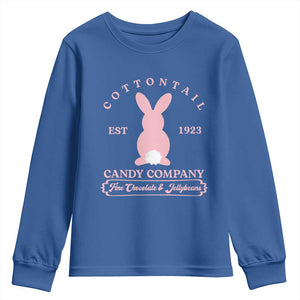 Cottontail Candy Company Vintage Easter Bunny Youth Sweatshirt Retro Chocolate and Jellybeans Spring Lovers TS02 Royal Blue Print Your Wear
