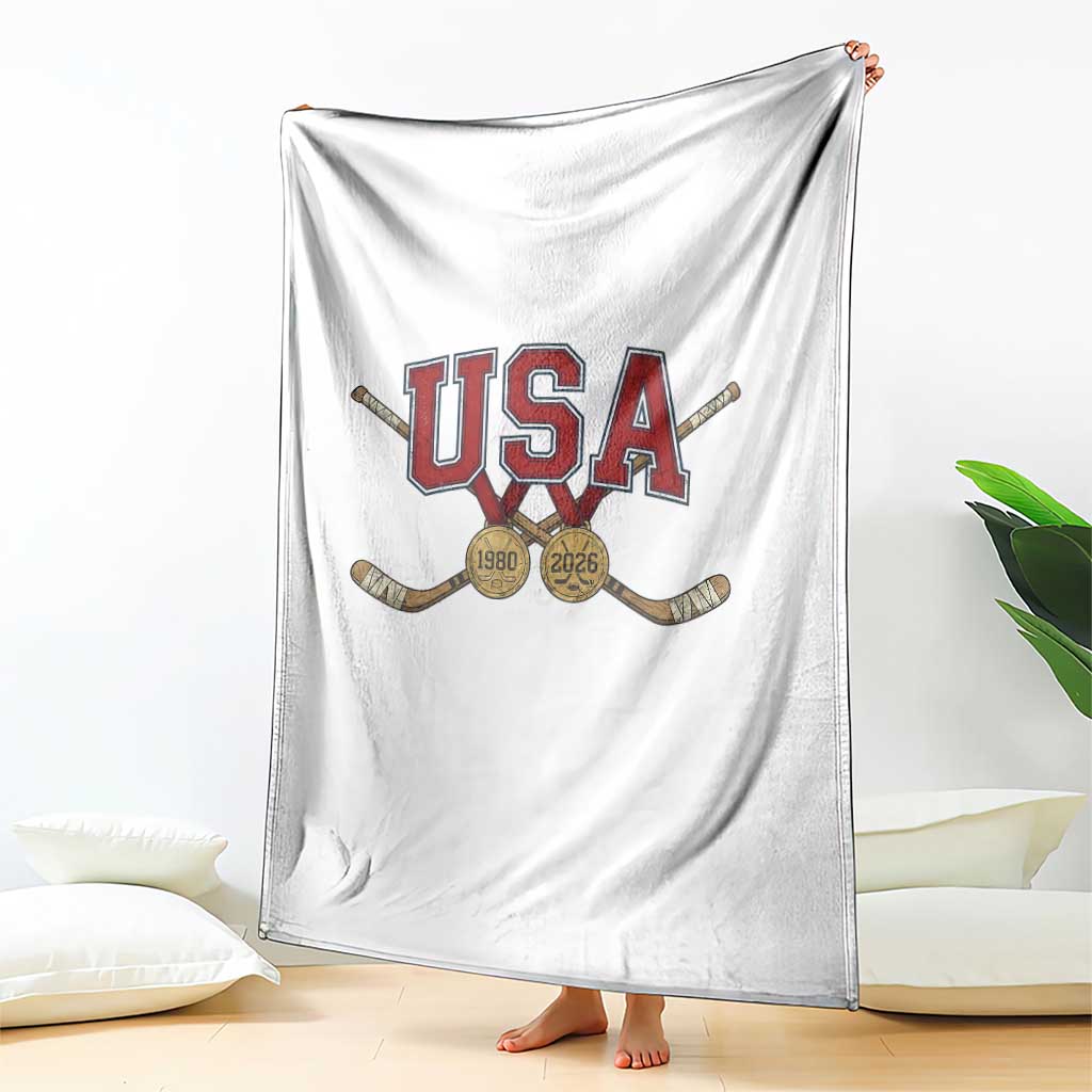USA Ice Hockey Pride 1980 to 2026 Legacy Throw Blanket Patriotic American Champions TS02 Print Your Wear