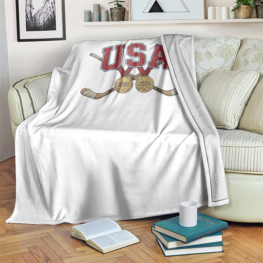 USA Ice Hockey Pride 1980 to 2026 Legacy Throw Blanket Patriotic American Champions TS02 Print Your Wear