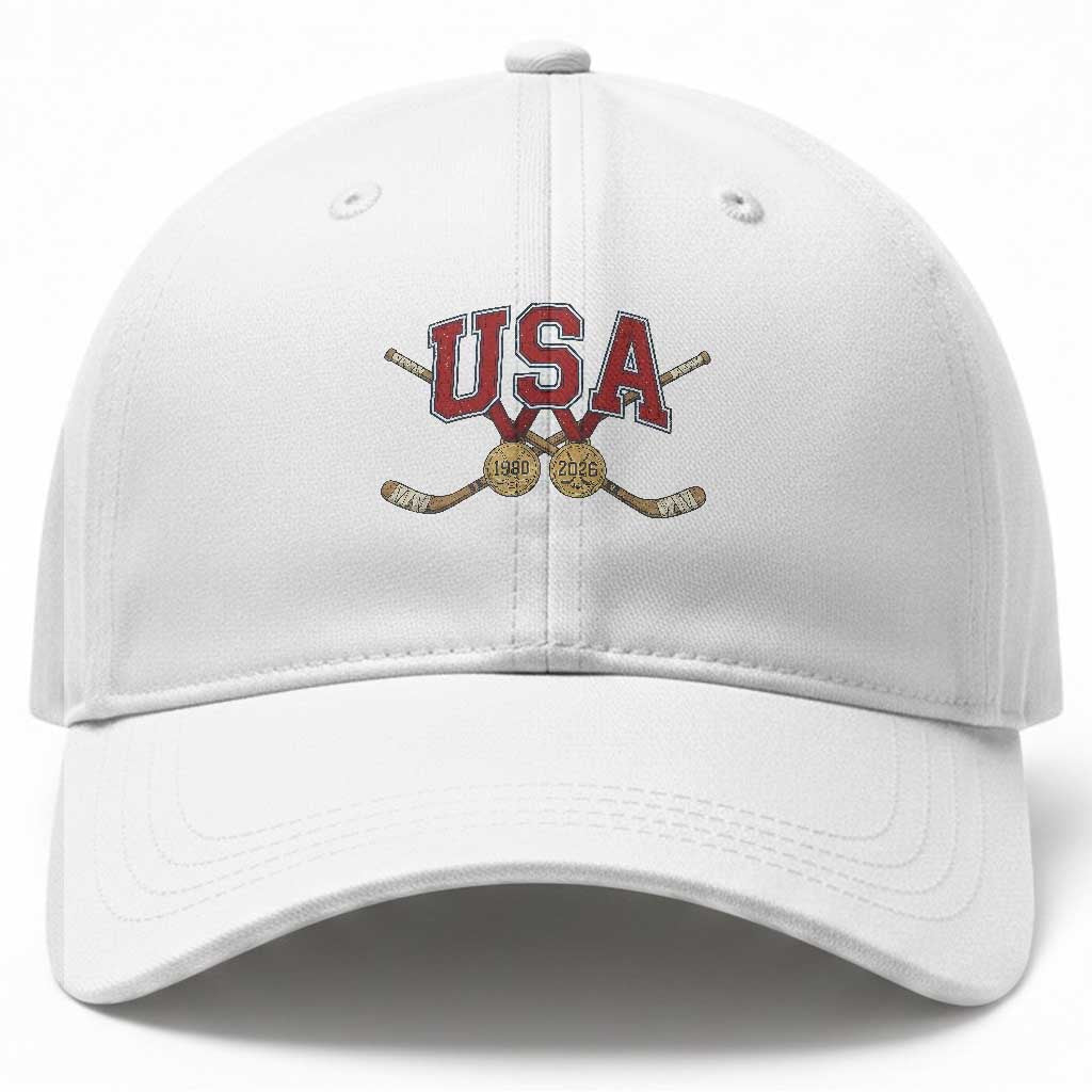 USA Ice Hockey Pride 1980 to 2026 Legacy Baseball Cap Patriotic American Champions