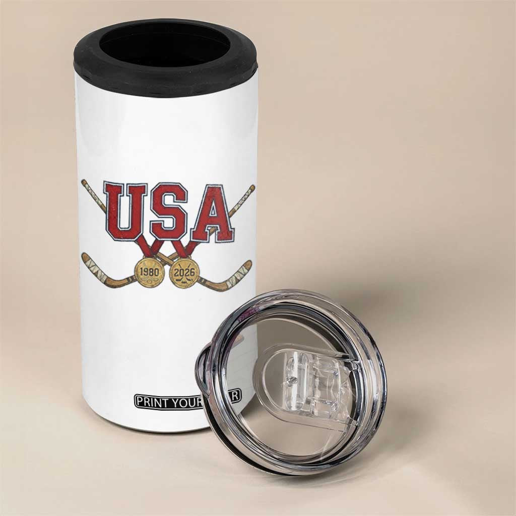 USA Ice Hockey Pride 1980 to 2026 Legacy 4 in 1 Can Cooler Tumbler Patriotic American Champions TS02 Print Your Wear