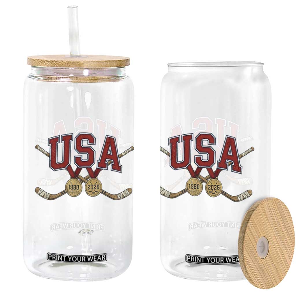 USA Ice Hockey Pride 1980 to 2026 Legacy Glass Can Patriotic American Champions TS02 Print Your Wear