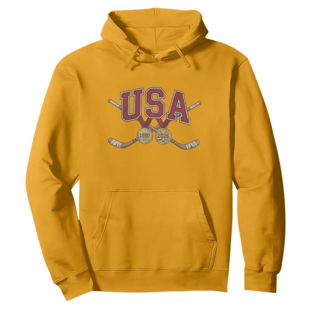 USA Ice Hockey Pride 1980 to 2026 Legacy Hoodie Patriotic American Champions TS02 Gold Print Your Wear