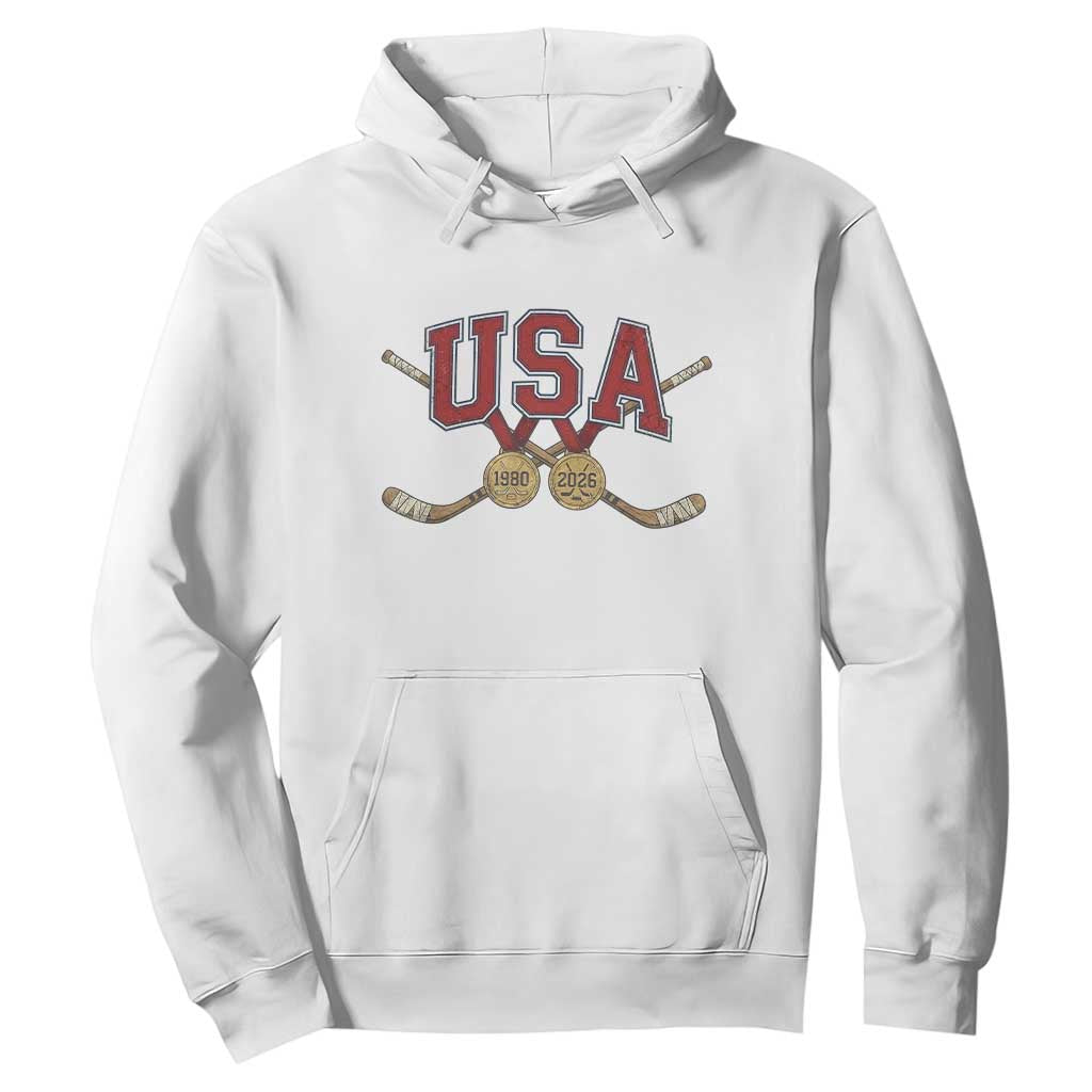 USA Ice Hockey Pride 1980 to 2026 Legacy Hoodie Patriotic American Champions TS02 White Print Your Wear