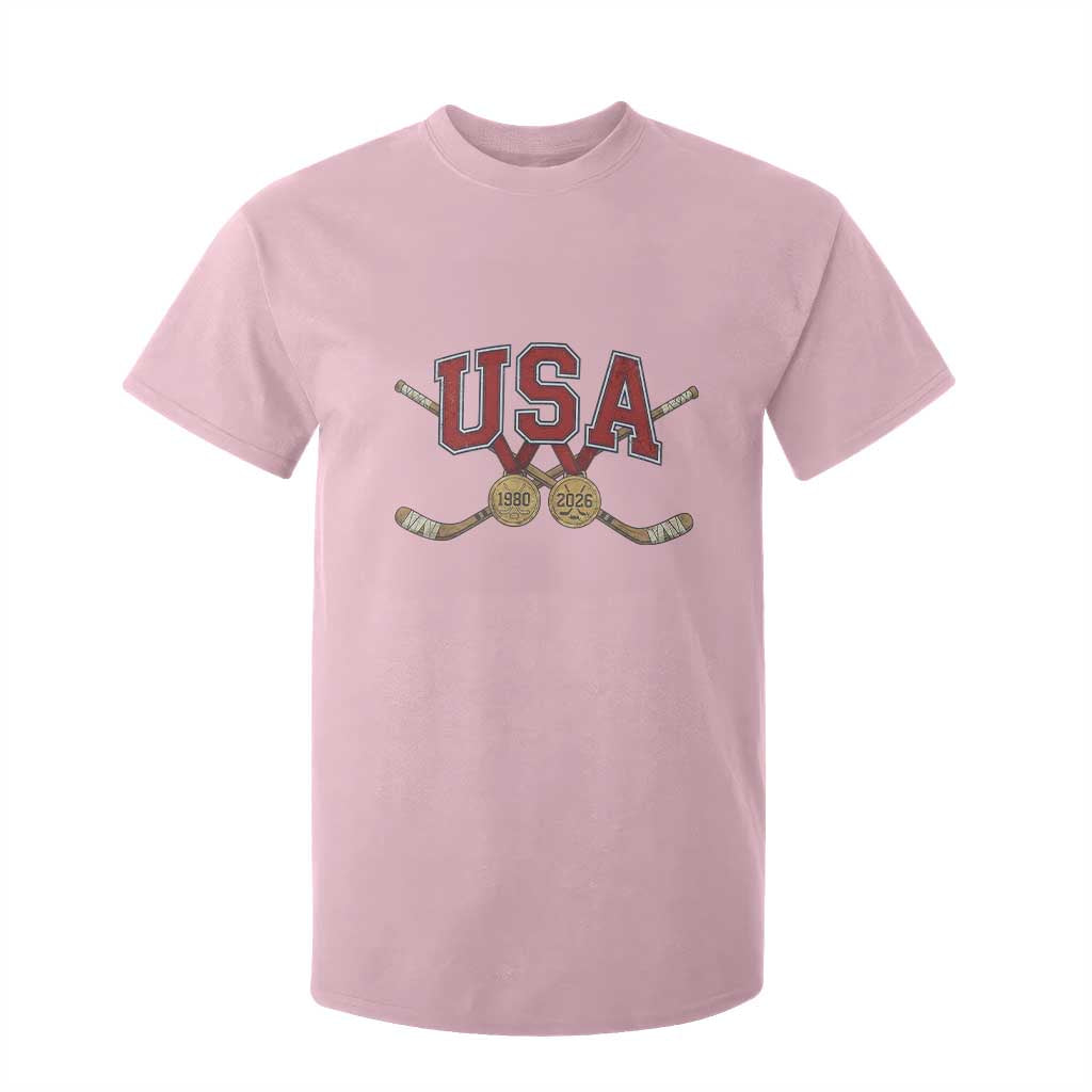 USA Ice Hockey Pride 1980 to 2026 Legacy T Shirt For Kid Patriotic American Champions TS02 Light Pink Print Your Wear