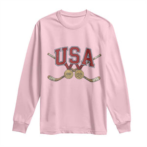 USA Ice Hockey Pride 1980 to 2026 Legacy Long Sleeve Shirt Patriotic American Champions TS02 Light Pink Print Your Wear