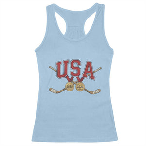 USA Ice Hockey Pride 1980 to 2026 Legacy Racerback Tank Top Patriotic American Champions TS02 Light Blue Print Your Wear