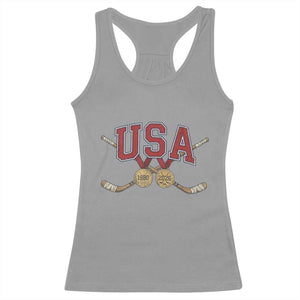 USA Ice Hockey Pride 1980 to 2026 Legacy Racerback Tank Top Patriotic American Champions TS02 Sport Gray Print Your Wear