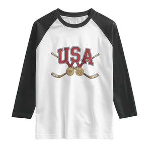 USA Ice Hockey Pride 1980 to 2026 Legacy Raglan Shirt Patriotic American Champions TS02 White Black Print Your Wear