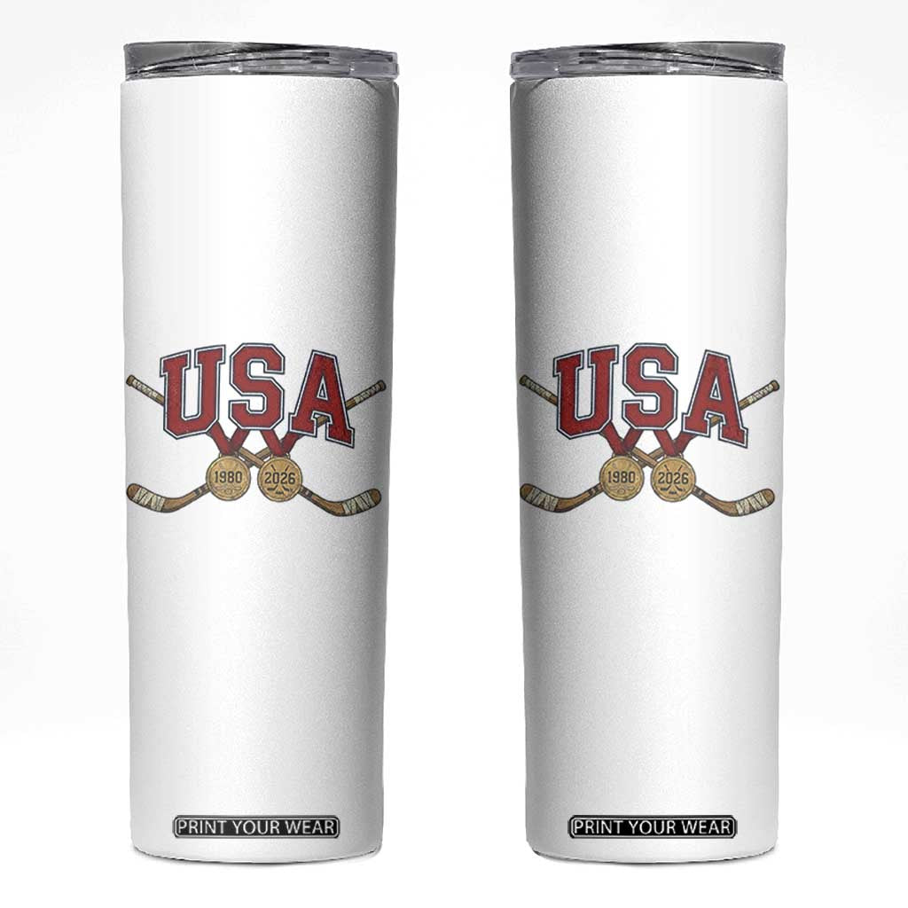 USA Ice Hockey Pride 1980 to 2026 Legacy Skinny Tumbler Patriotic American Champions TS02 White Print Your Wear