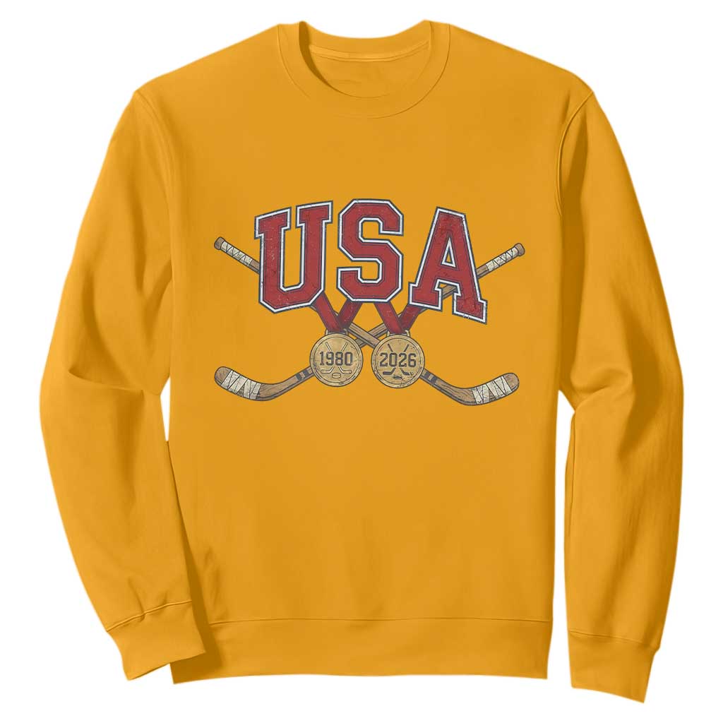USA Ice Hockey Pride 1980 to 2026 Legacy Sweatshirt Patriotic American Champions TS02 Gold Print Your Wear