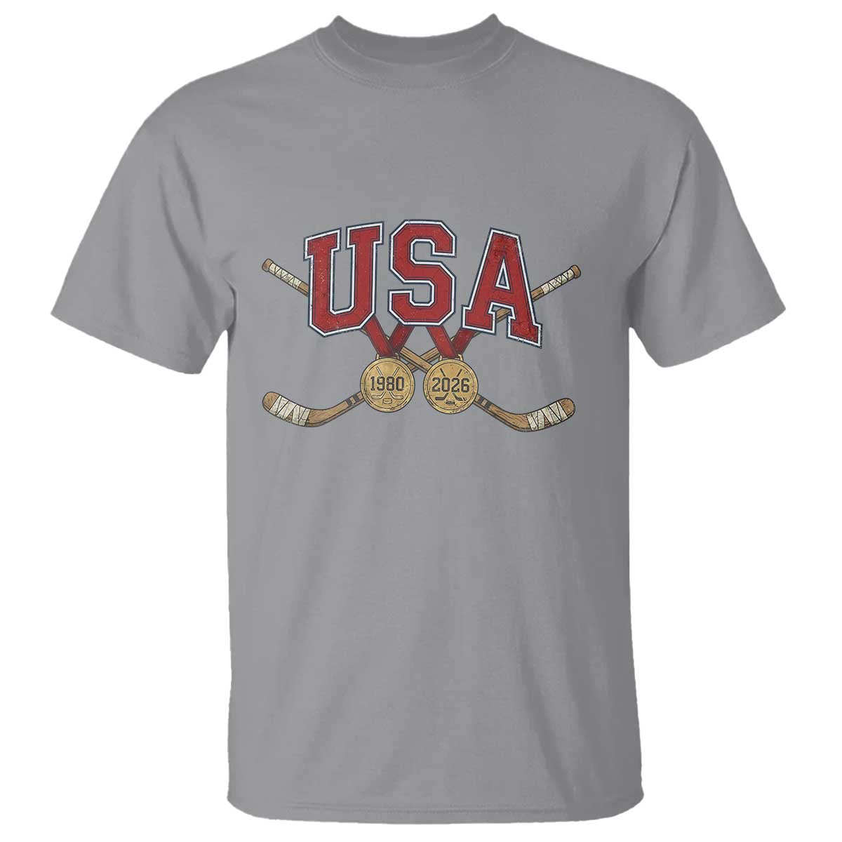 USA Ice Hockey Pride 1980 to 2026 Legacy T Shirt Patriotic American Champions TS02 Sport Gray Print Your Wear
