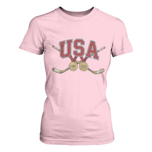 USA Ice Hockey Pride 1980 to 2026 Legacy T Shirt For Women Patriotic American Champions TS02 Light Pink Print Your Wear