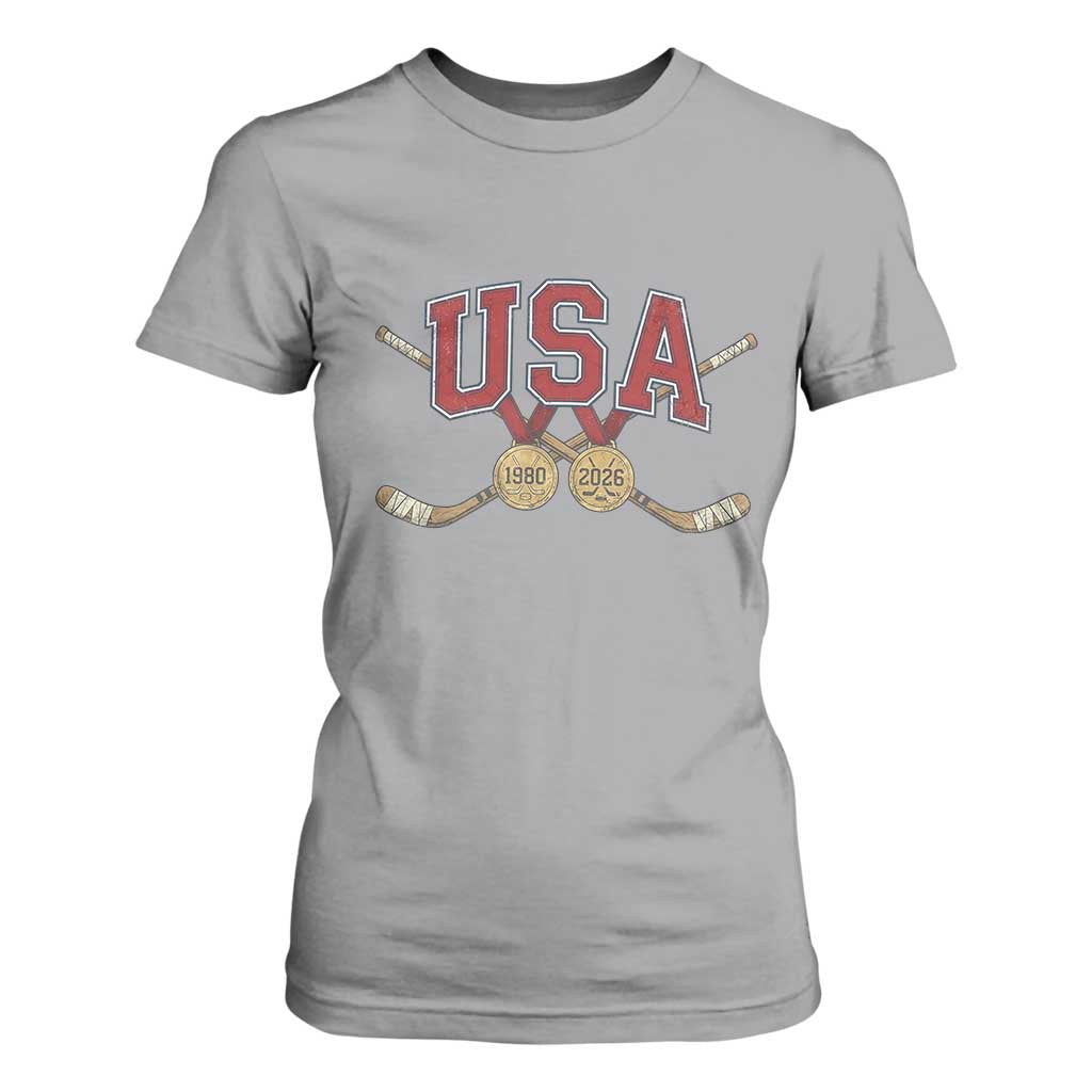 USA Ice Hockey Pride 1980 to 2026 Legacy T Shirt For Women Patriotic American Champions TS02 Sport Gray Print Your Wear