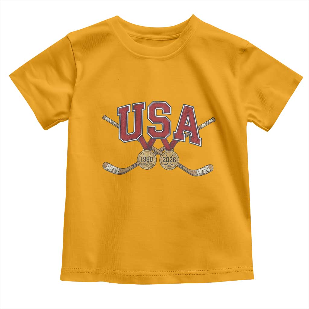USA Ice Hockey Pride 1980 to 2026 Legacy Toddler T Shirt Patriotic American Champions TS02 Gold Print Your Wear