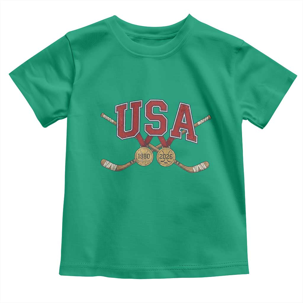USA Ice Hockey Pride 1980 to 2026 Legacy Toddler T Shirt Patriotic American Champions TS02 Irish Green Print Your Wear