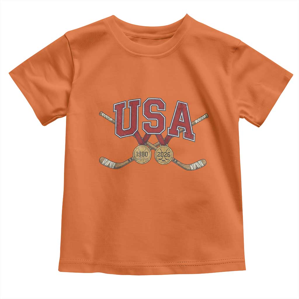 USA Ice Hockey Pride 1980 to 2026 Legacy Toddler T Shirt Patriotic American Champions TS02 Orange Print Your Wear