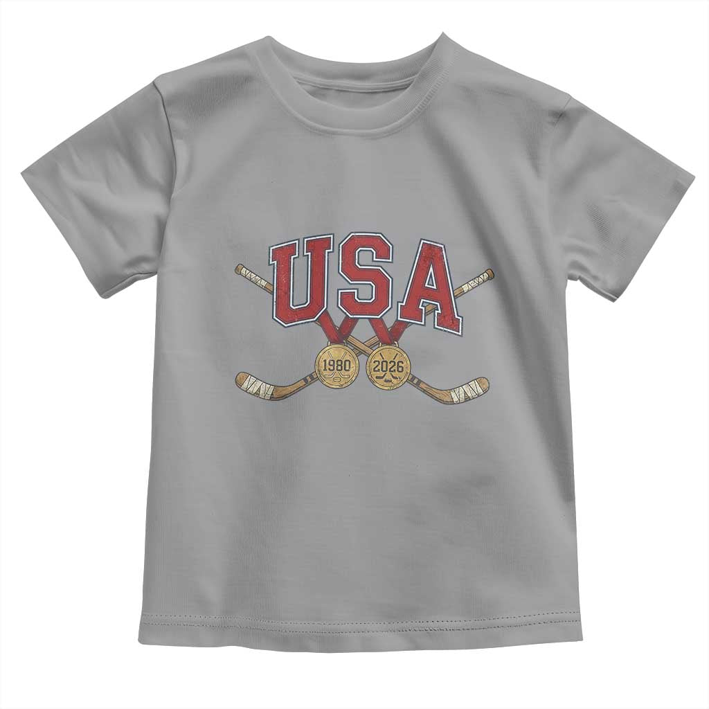 USA Ice Hockey Pride 1980 to 2026 Legacy Toddler T Shirt Patriotic American Champions TS02 Sport Gray Print Your Wear