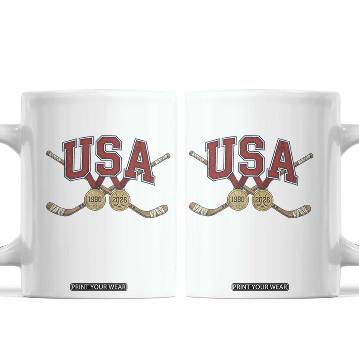 USA Ice Hockey Pride 1980 to 2026 Legacy Coffee Mug Patriotic American Champions TS02 White Print Your Wear