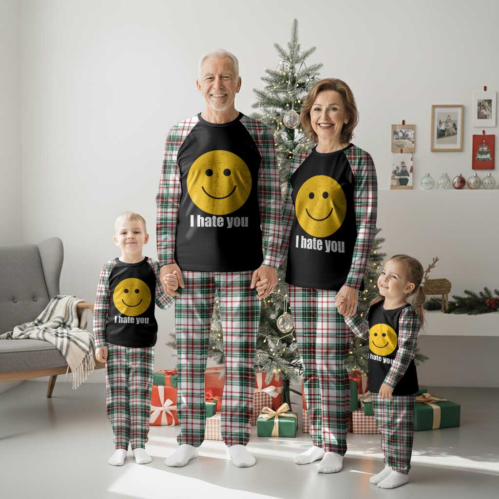 I Hate You Meme Distressed Smiling Face Plaid Pajama Set Dark Humor Sarcastic Funny Attitude TS02 Christmas Plaid Print Your Wear