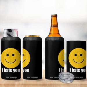 I Hate You Meme Distressed Smiling Face 4 in 1 Can Cooler Tumbler Dark Humor Sarcastic Funny Attitude TS02 Print Your Wear
