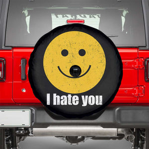 I Hate You Meme Distressed Smiling Face Spare Tire Cover Dark Humor Sarcastic Funny Attitude TS02 Black Print Your Wear