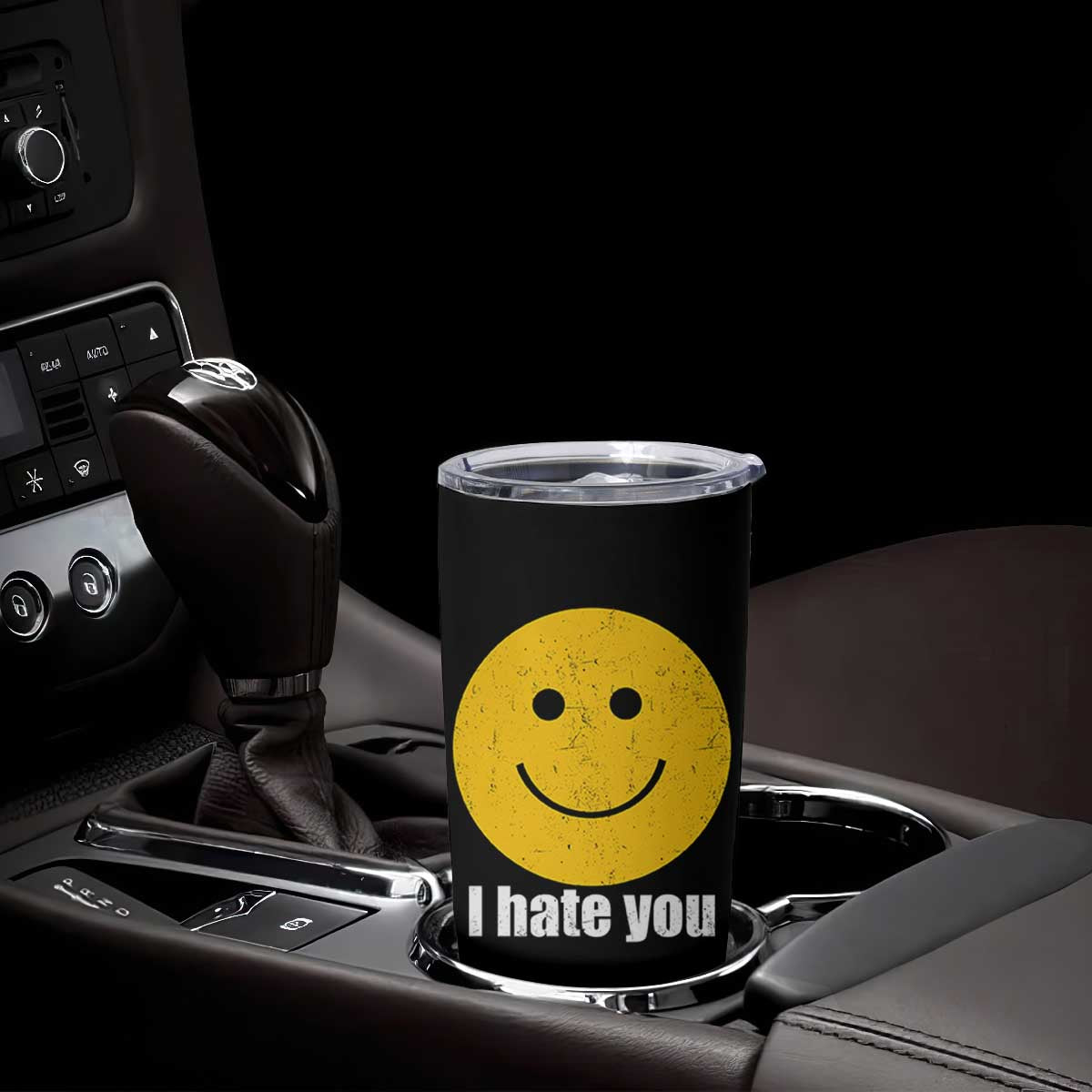 I Hate You Meme Distressed Smiling Face Tumbler Cup Dark Humor Sarcastic Funny Attitude TS02 Print Your Wear