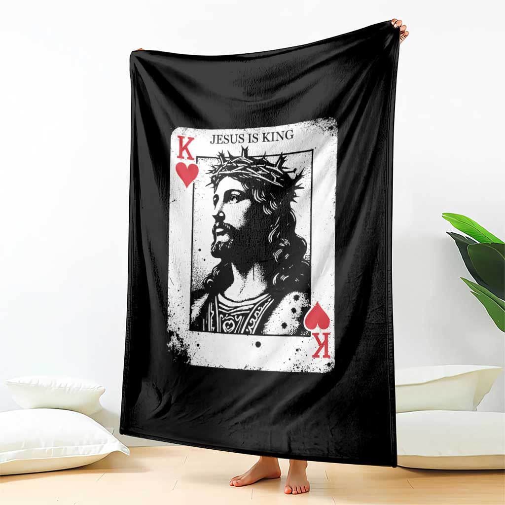 Jesus Is King Playing Card Graphic Throw Blanket King of Hearts Christian Faith TS02 Print Your Wear