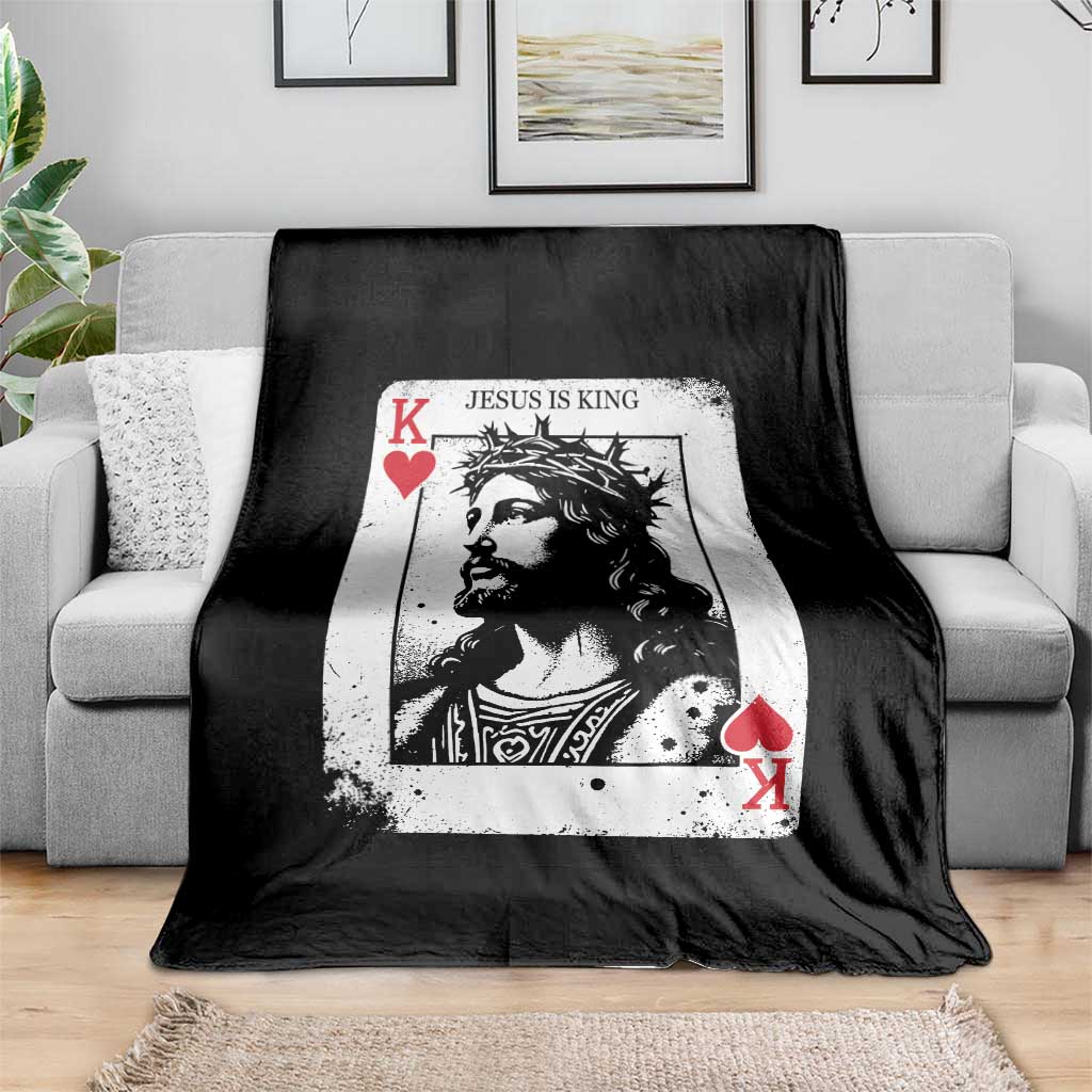 Jesus Is King Playing Card Graphic Throw Blanket King of Hearts Christian Faith TS02 Print Your Wear