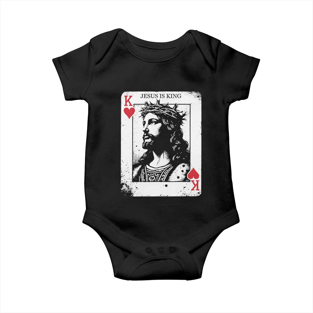 Jesus Is King Playing Card Graphic Baby Onesie King of Hearts Christian Faith TS02 Black Print Your Wear