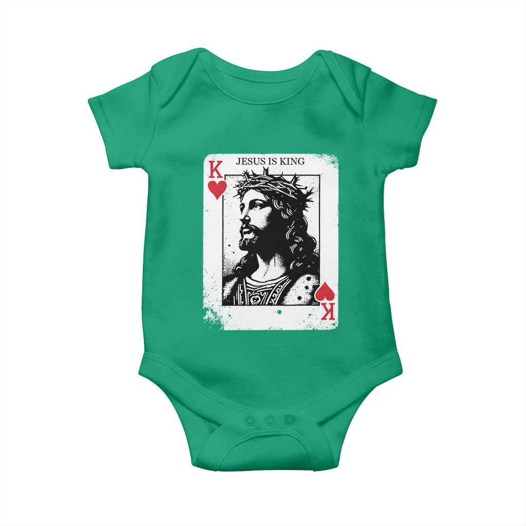 Jesus Is King Playing Card Graphic Baby Onesie King of Hearts Christian Faith TS02 Irish Green Print Your Wear
