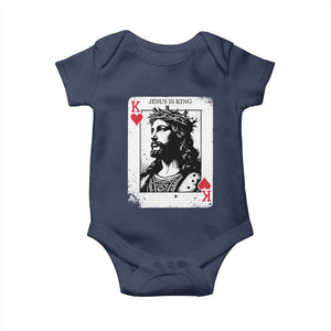 Jesus Is King Playing Card Graphic Baby Onesie King of Hearts Christian Faith TS02 Navy Print Your Wear