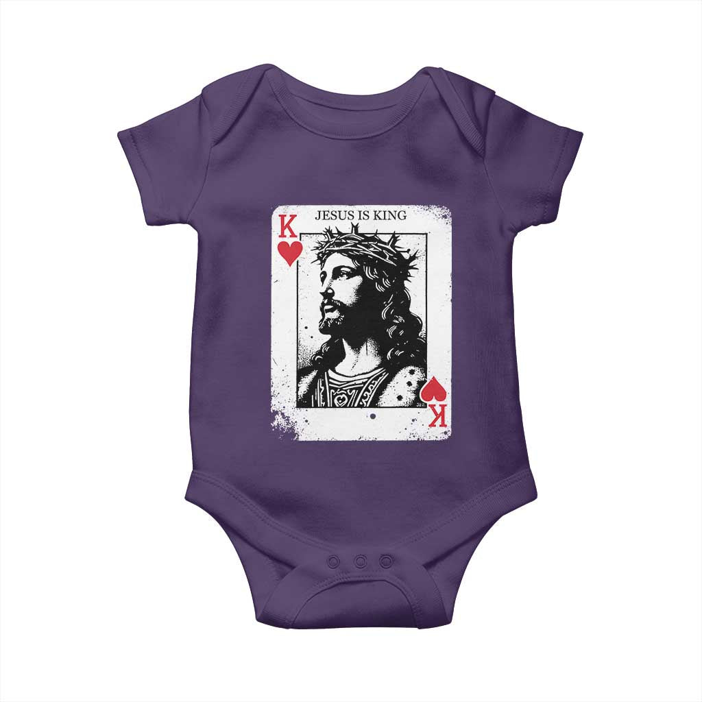 Jesus Is King Playing Card Graphic Baby Onesie King of Hearts Christian Faith TS02 Purple Print Your Wear