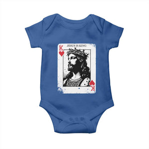 Jesus Is King Playing Card Graphic Baby Onesie King of Hearts Christian Faith TS02 Royal Blue Print Your Wear