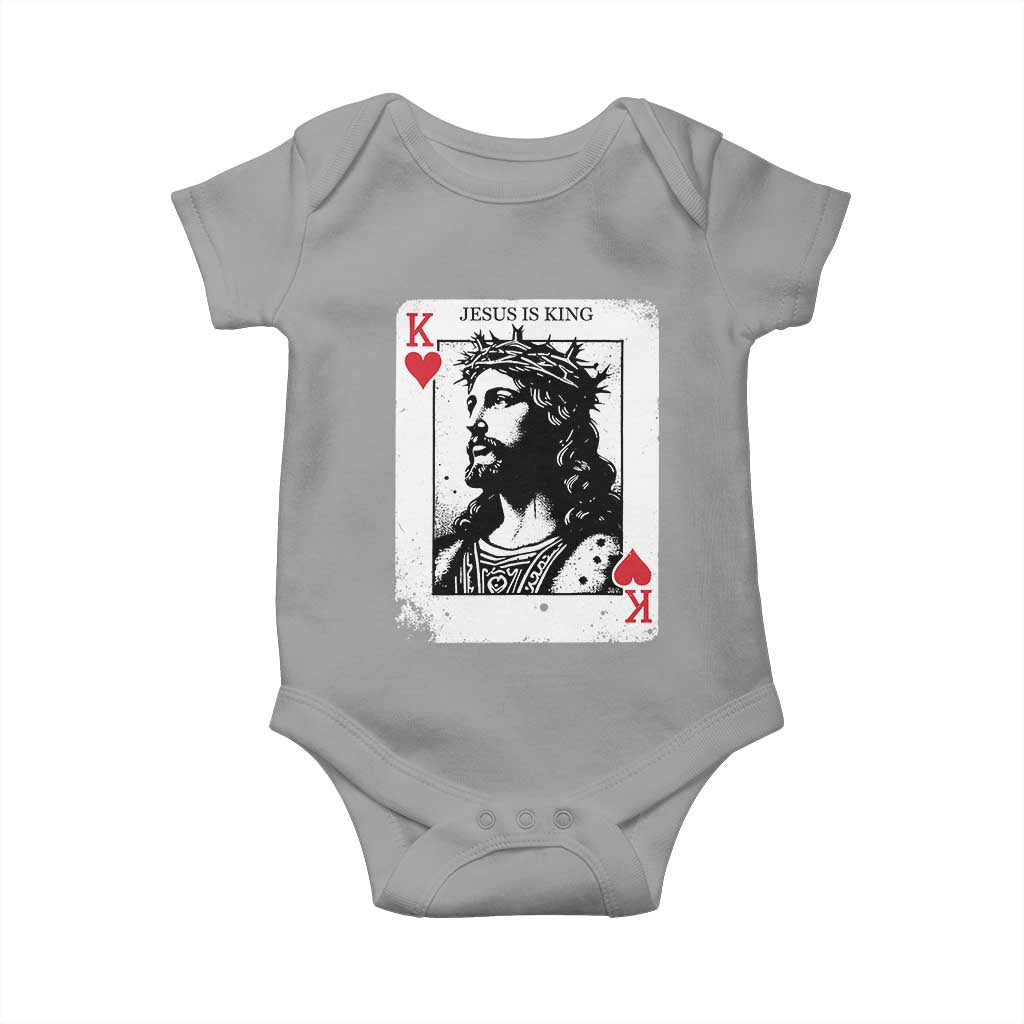 Jesus Is King Playing Card Graphic Baby Onesie King of Hearts Christian Faith TS02 Sport Gray Print Your Wear
