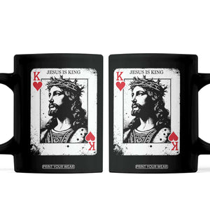 Jesus Is King Playing Card Graphic Coffee Mug King of Hearts Christian Faith TS02 Black Print Your Wear