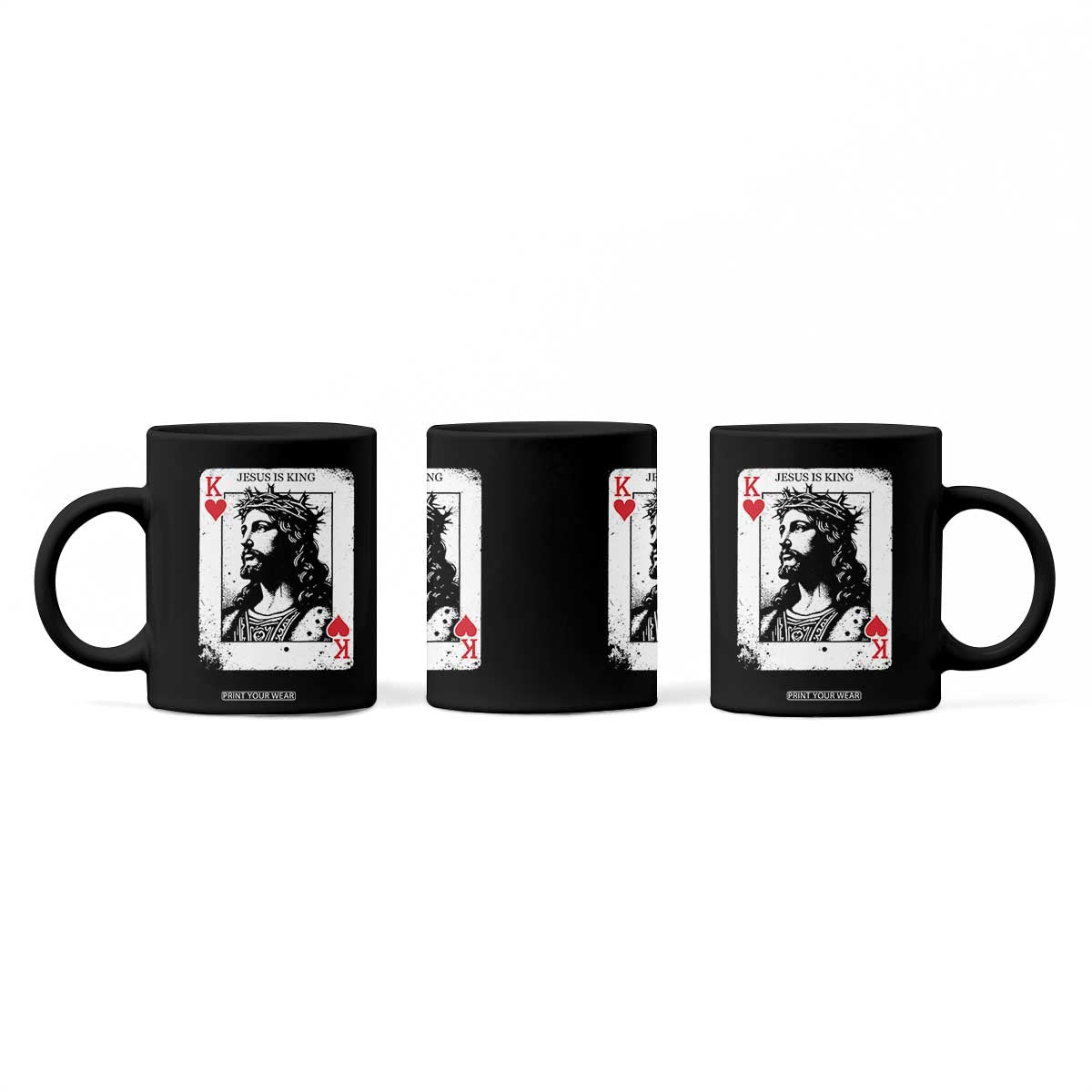 Jesus Is King Playing Card Graphic Coffee Mug King of Hearts Christian Faith TS02 Print Your Wear
