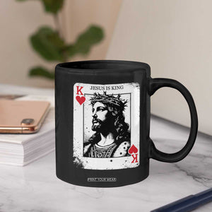 Jesus Is King Playing Card Graphic Coffee Mug King of Hearts Christian Faith TS02 Print Your Wear