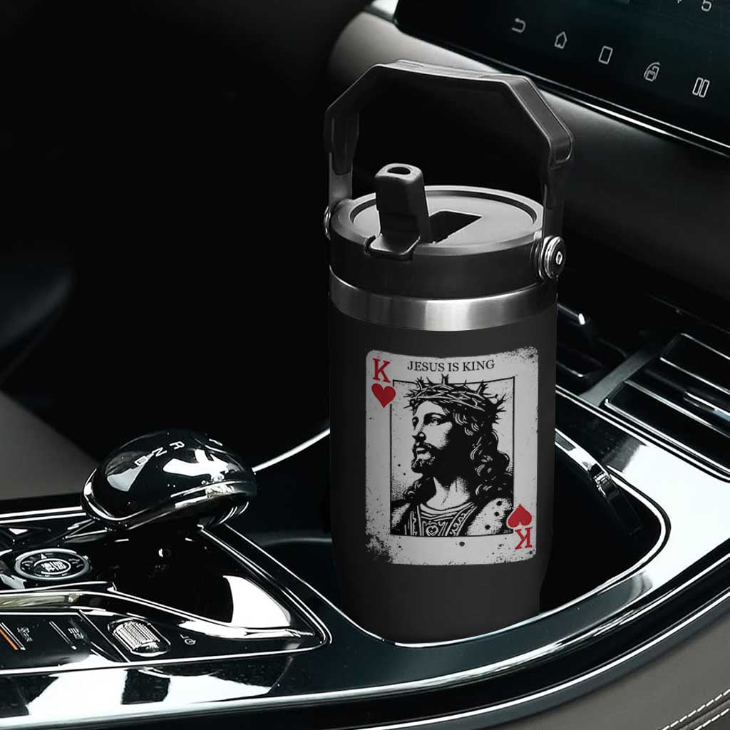 Jesus Is King Playing Card Graphic Flip Straw Tumbler King of Hearts Christian Faith TS02 Print Your Wear