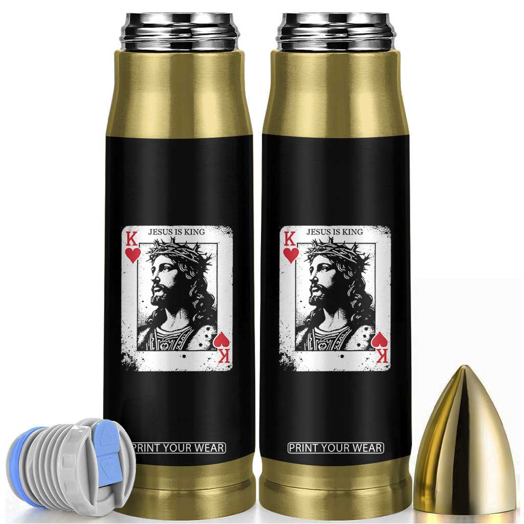 Jesus Is King Playing Card Graphic Bullet Tumbler King of Hearts Christian Faith TS02 Black Print Your Wear